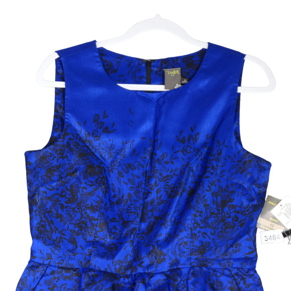 NEW Taylor Blue Dress Womens Size 12 Sheath Fit and Flare Lined Pockets NWT - Picture 4 of 7